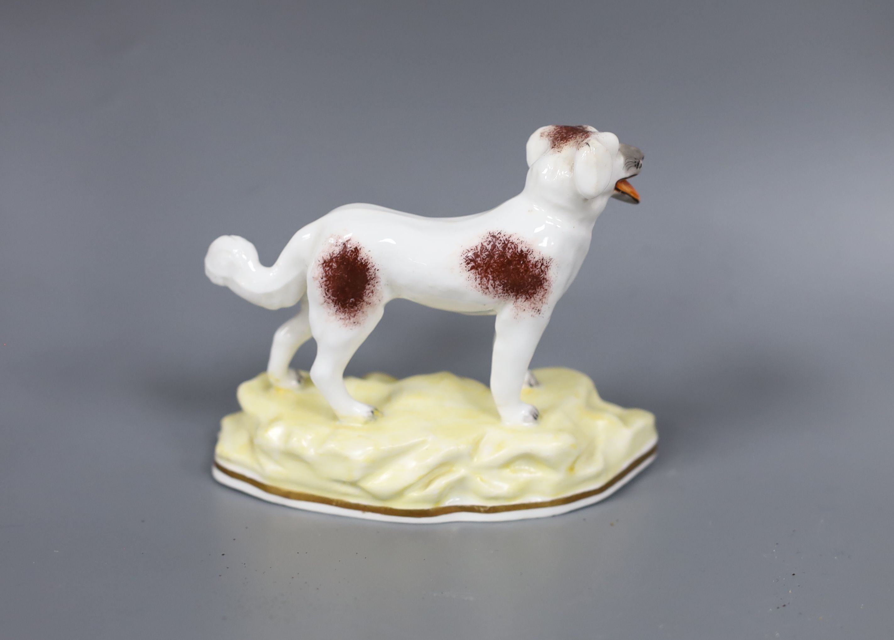 A Samuel Alcock bone china dog, c.1830-50, 9.5cm high